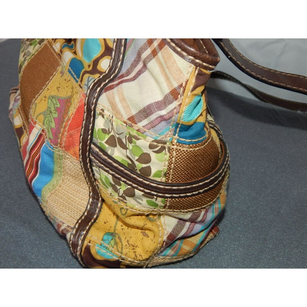 Fossil Multicolor Floral Patchwork Boho Satchel P… - image 5